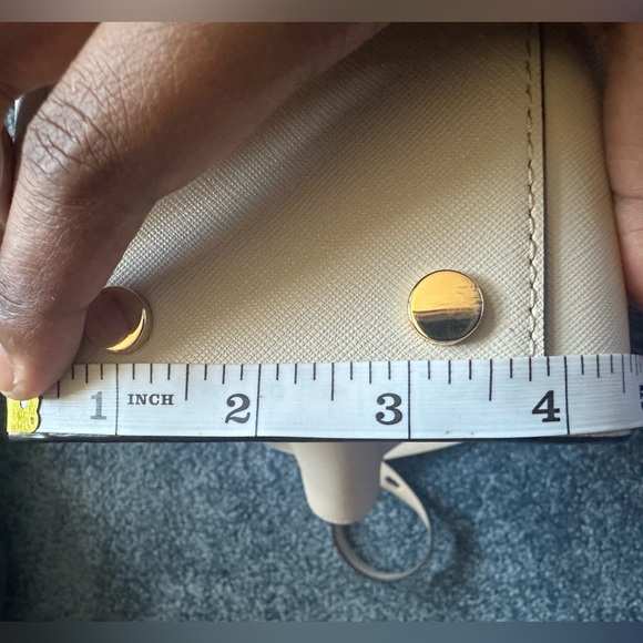 Michael Kors Carmen Small Saffiano Leather Belted Satchel Light Sand Beige - Picture 16 of 17